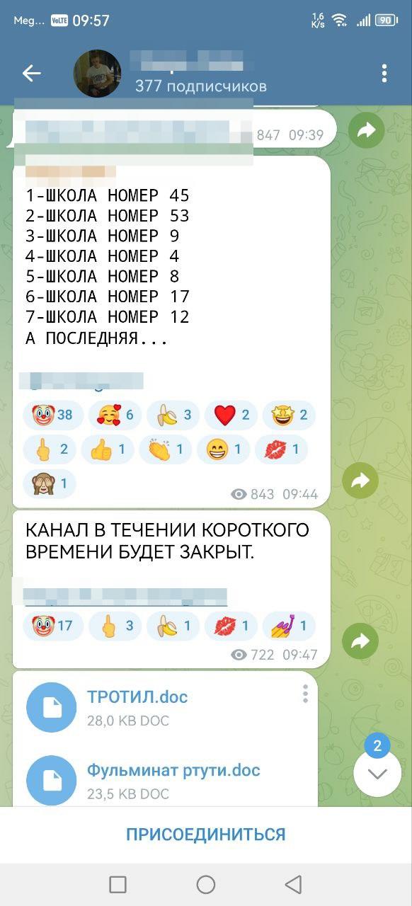 Ребенок прислал из школы ссылку на ТГ канал, в котором готовится теракт