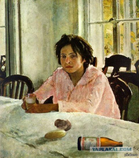 Картина девочка с персиками мем