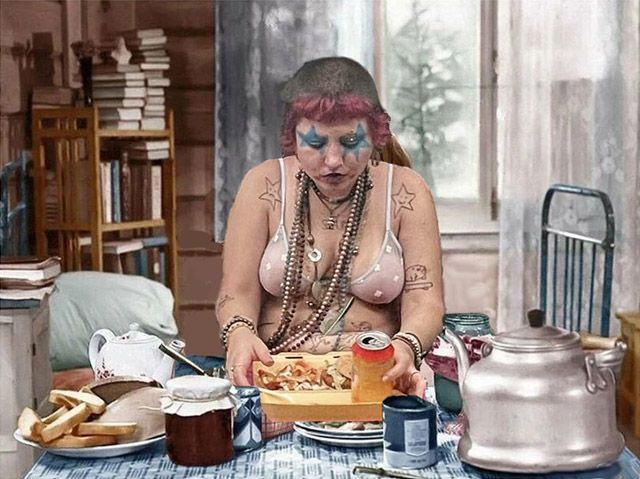Фотожаба: шахматистка - ланч в метро