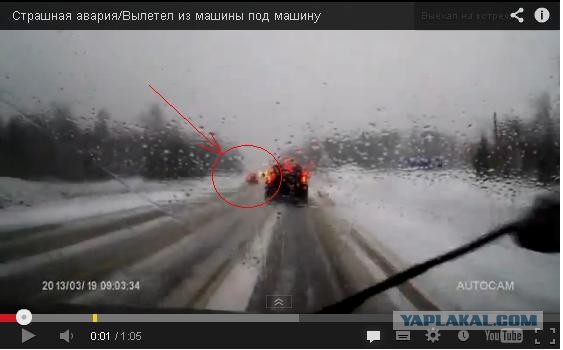 Страшная авария/Вылетел из машины под машину