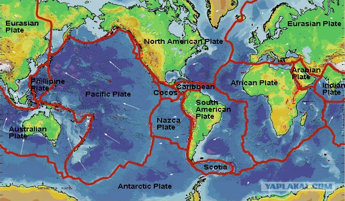 Сейсмические плиты земли карта