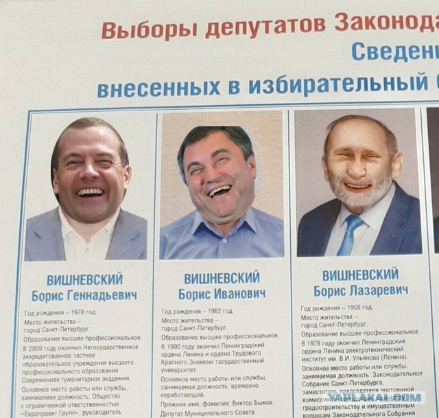 Три "Бориса Вишневских" за день стали главным мемом предстоящих выборов в Петербурге