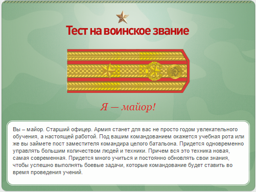 Какое у вас звание? Тест от министерства обороны)