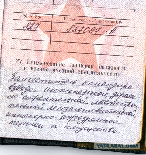 А у кого какая в военнике специальность?