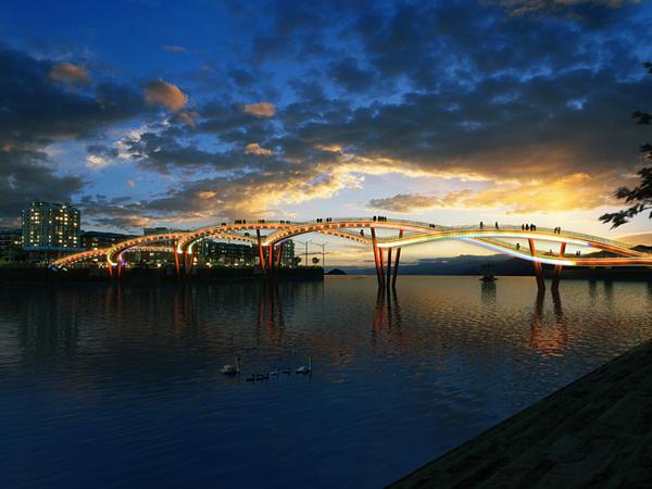 Светящийся мост-волна в Китае
