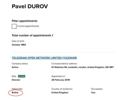 Павел Дуров получил британское гражданство