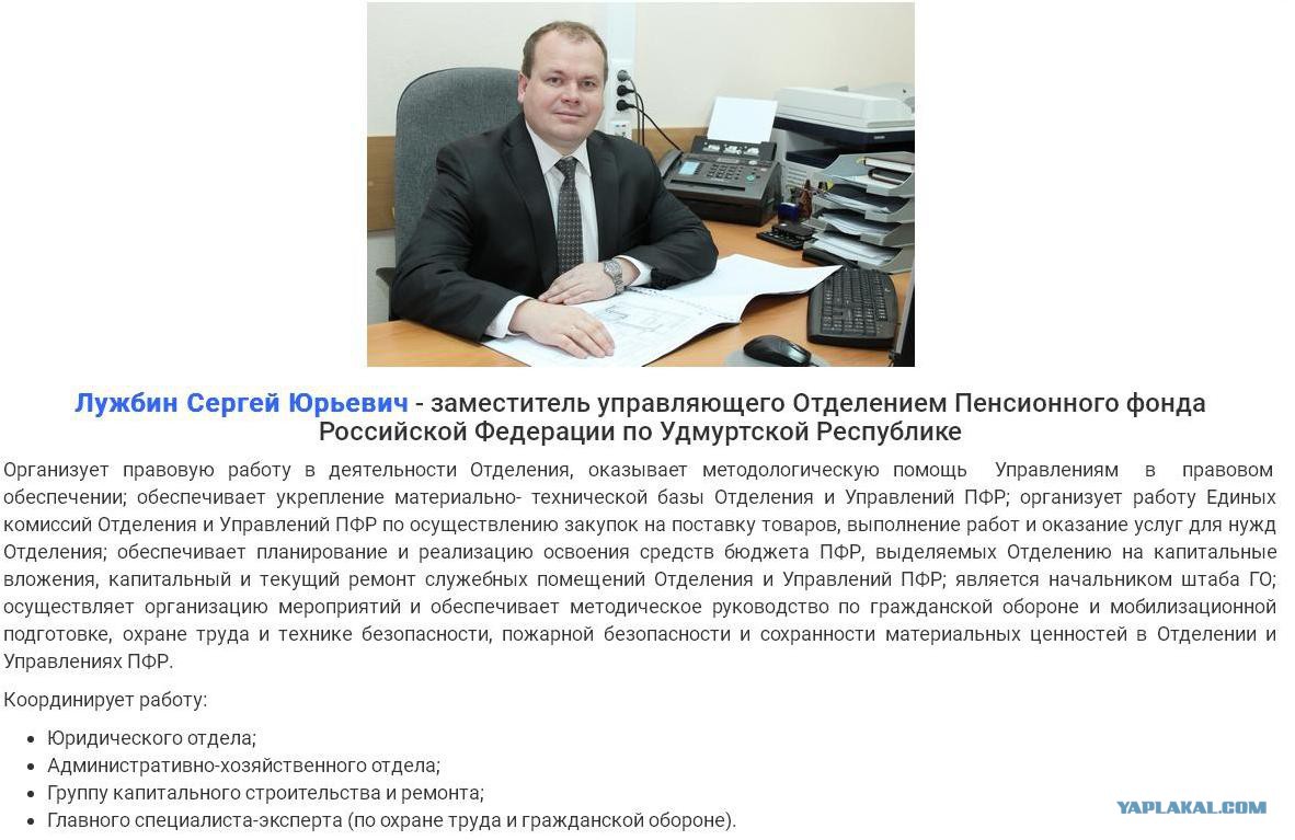 Управляющий пенсионным фондом рф. Лужбин Сосногорск.