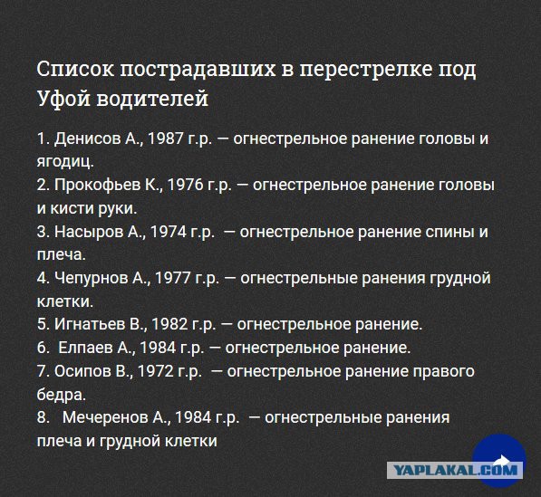 Перестрелка водителей под Уфой