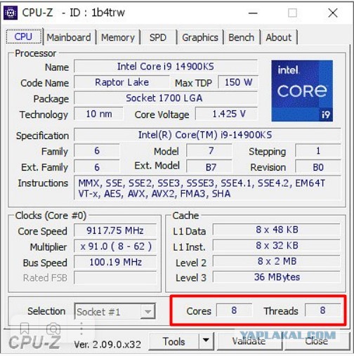 Новейший 24-ядерный процессор Intel Core i9-14900KS разогнали до 9,1 ГГц, и это новый рекорд