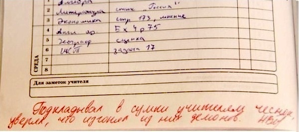 Записи в школьных дневниках