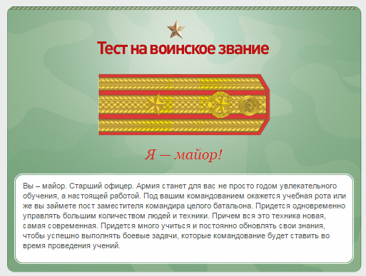 Какое у вас звание? Тест от министерства обороны)