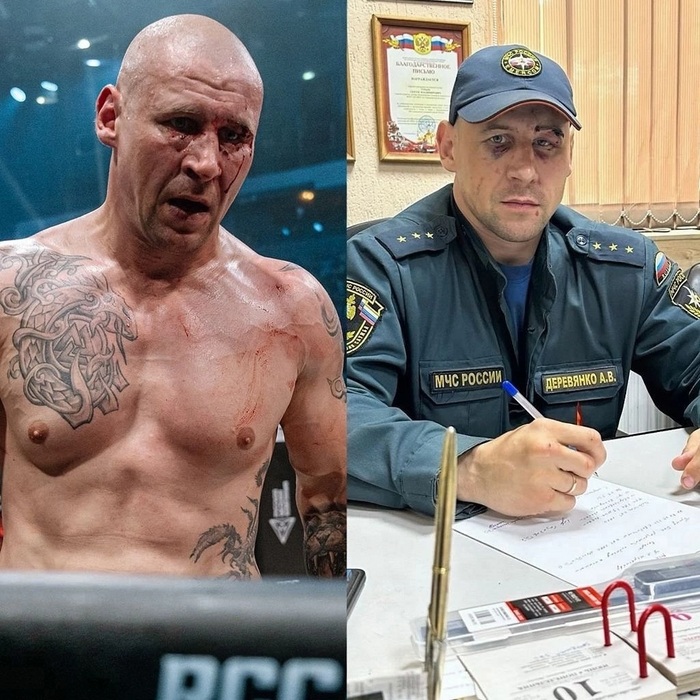 Александр Деревянко, пожарный и боец голыми кулаками, после боя возвращается к своей основной работе