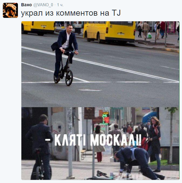 Сбитый олень: украинские СМИ странно проиллюстрировали новость о падении Кличко с велосипеда