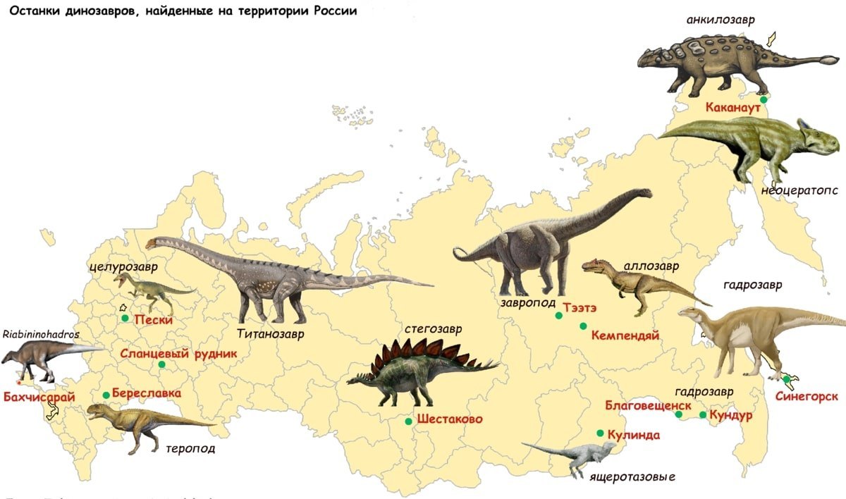 Карта мира во времена динозавров