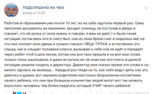 Оскорбила и отказалась извиниться: в Челябинске учитель пожаловалась в соцсетях на хамство ученицы