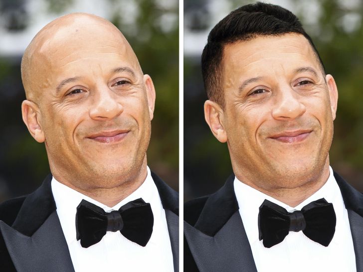 We Imagined 15 Bald Celebs With a Full Head of Hair, - YouTube