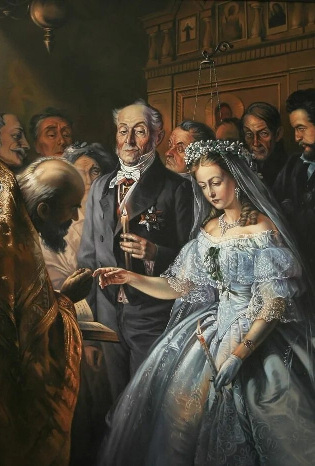 Картина старый муж и молодая жена