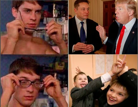 Подобрались тут мемы по мотивам ссоры Илона Маска и Дональда Трампа