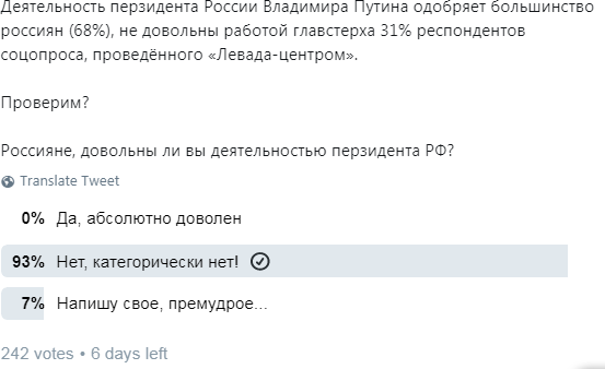 Опрос ВЦИОМ показал новое снижение уровня доверия Путину