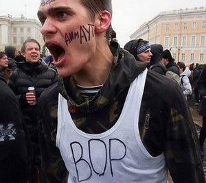 Москва, Тверская, многотысячный митинг протеста, вид сверху (снято с дрона)