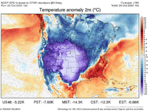 На США идёт аномальный холод