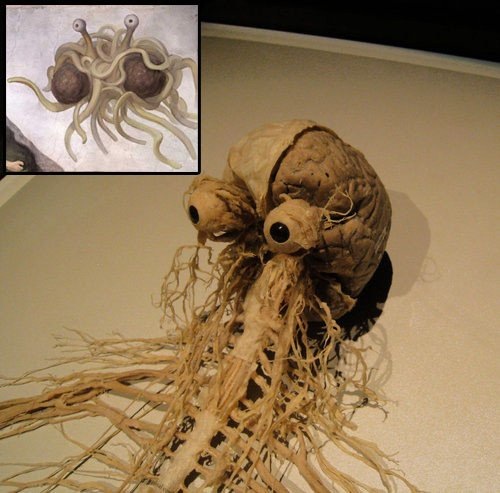 Фрагмент нервной системы человека и "Макаронный монстр"