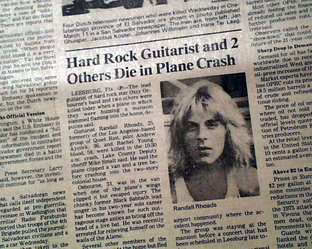 Музыка и музыканты: Randy Rhoads-прерванный полёт