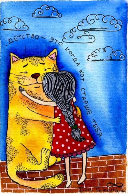 Котик впервые видит малыша
