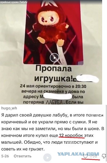 В Москве совершаются серийные кражи Лабубу