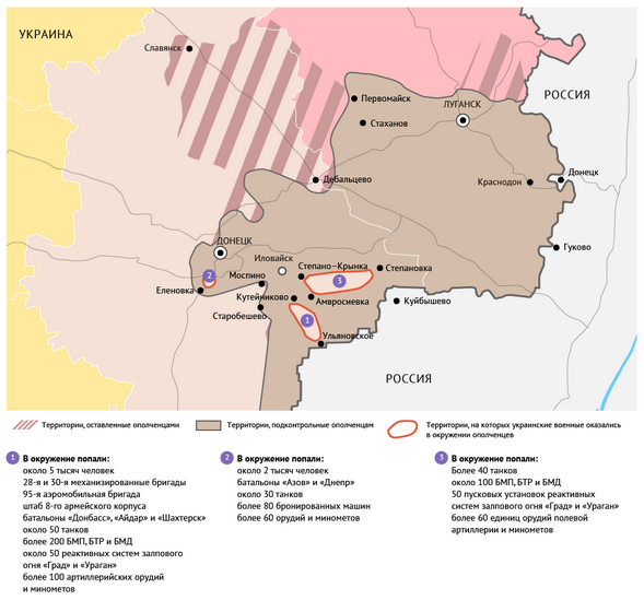 Колона танков и бронетехники с флагами Новороссии