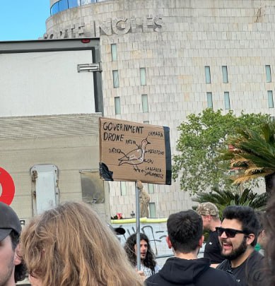 В Барселоне накануне прошел митинг движения "Птиц не существует"