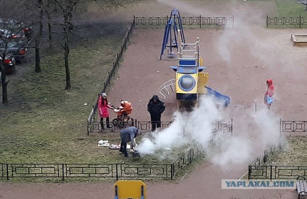 Петербуржцы устроили пикник прямо на детской площадке