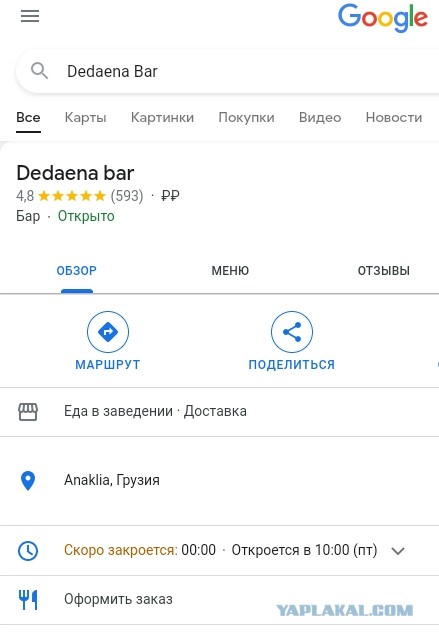 Россияне атакуют Dedaena Bar в Грузии из-за анкет на вход. Роняют рейтинг в Google, виня в русофобии