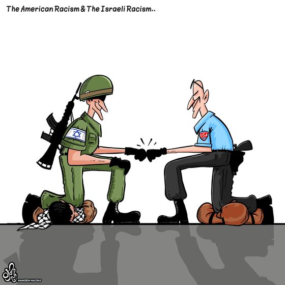 Протесты и погромы в США в зарубежной карикатуре