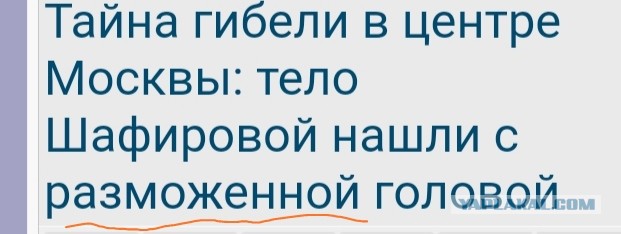 Тайна гибели в центре Москвы: тело Шафировой нашли с разможенной головой