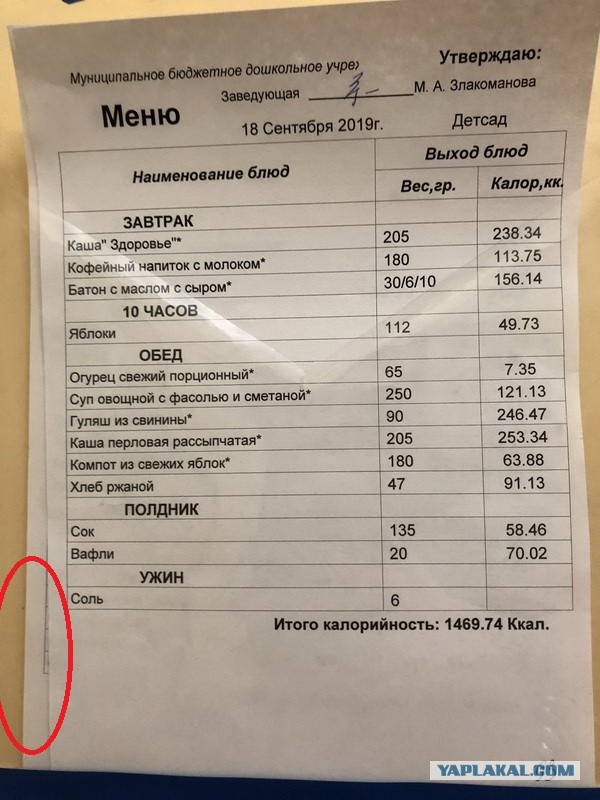 Ужин в садике