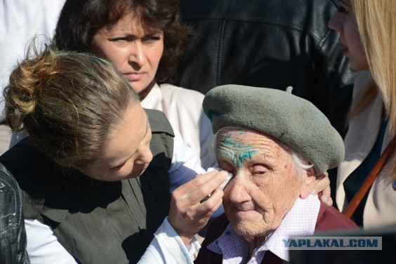 В Славянске облили зеленкой героя Великой Отечественной войны
