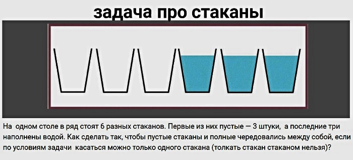 Загадка стакан воды. Задача со стаканами на логику. 6 Стаканов задача. Задания стакан. Задания со стаканчиками.