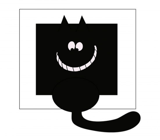 Черный кот смотрит на черный квадрат Малевича