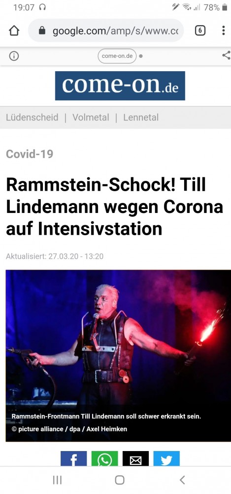 Немецкие СМИ сообщают о том, что солист Rammstein Тилль Линдеманн госпитализирован в Берлине с коронавирусом