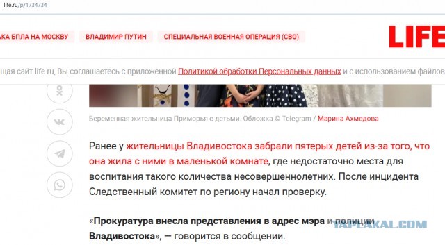 Опека изъяла пятерых детей у беременной женщины в Приморском крае