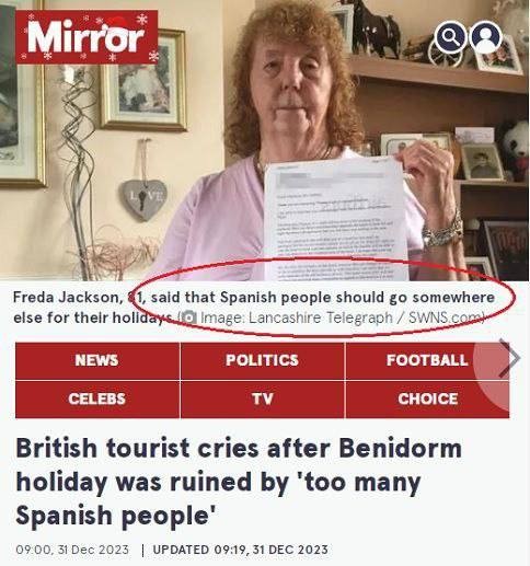 Британская туристка, отдыхавшая в Испании, посетовала на то, что ее отдых был испорчен засильем испанцев