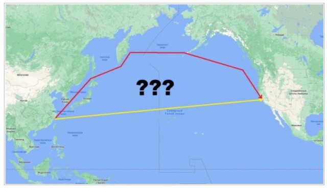 Почему корабли из Китая проходит вдоль Камчатки, а не напрямик?