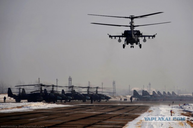 Тренировочные полеты боевых вертолетов Ка-52