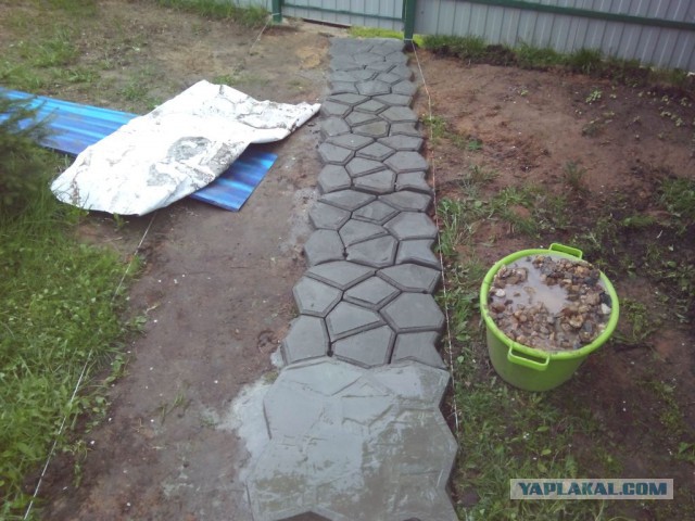 Садовая дорожка и скамейка для отдыха