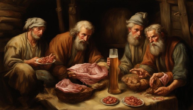 За столом сидели