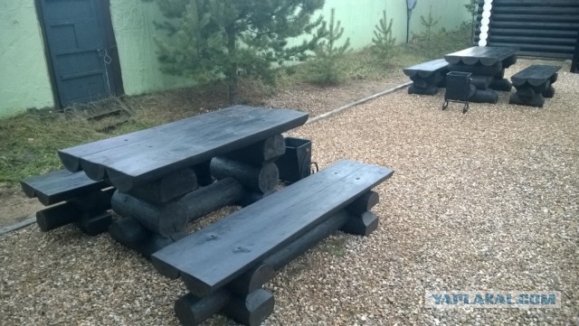 Лавка из березового бревна