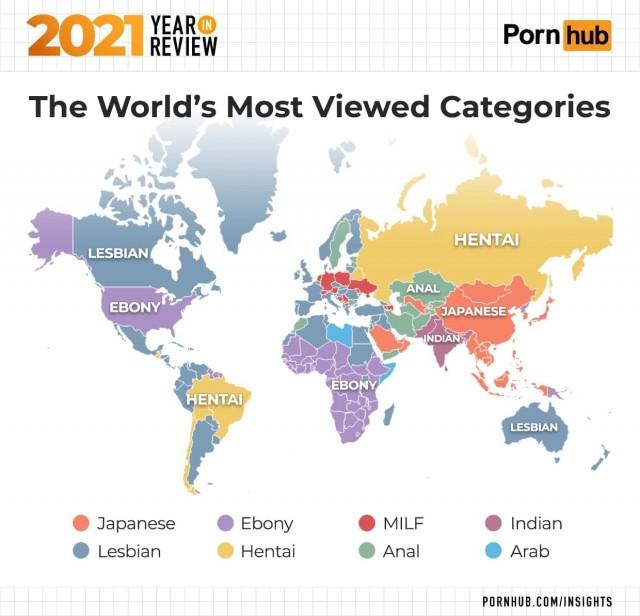 Порнхаб подвёл статистику просмотра порнушки за 2021 год