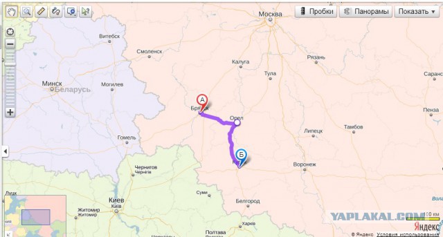 Карта маршрута эстафеты олимпийского огня в Брянск