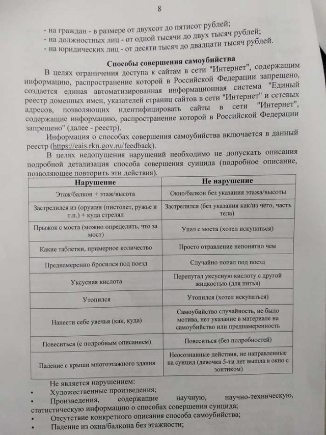 Роскомнадзор выдал костромским журналистам памятки с примерами, как нельзя писать о самоубийствах